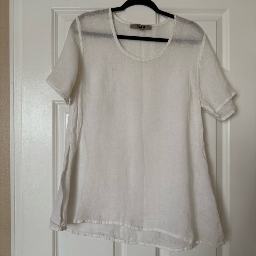 FLAX linen short sleeve top sz S